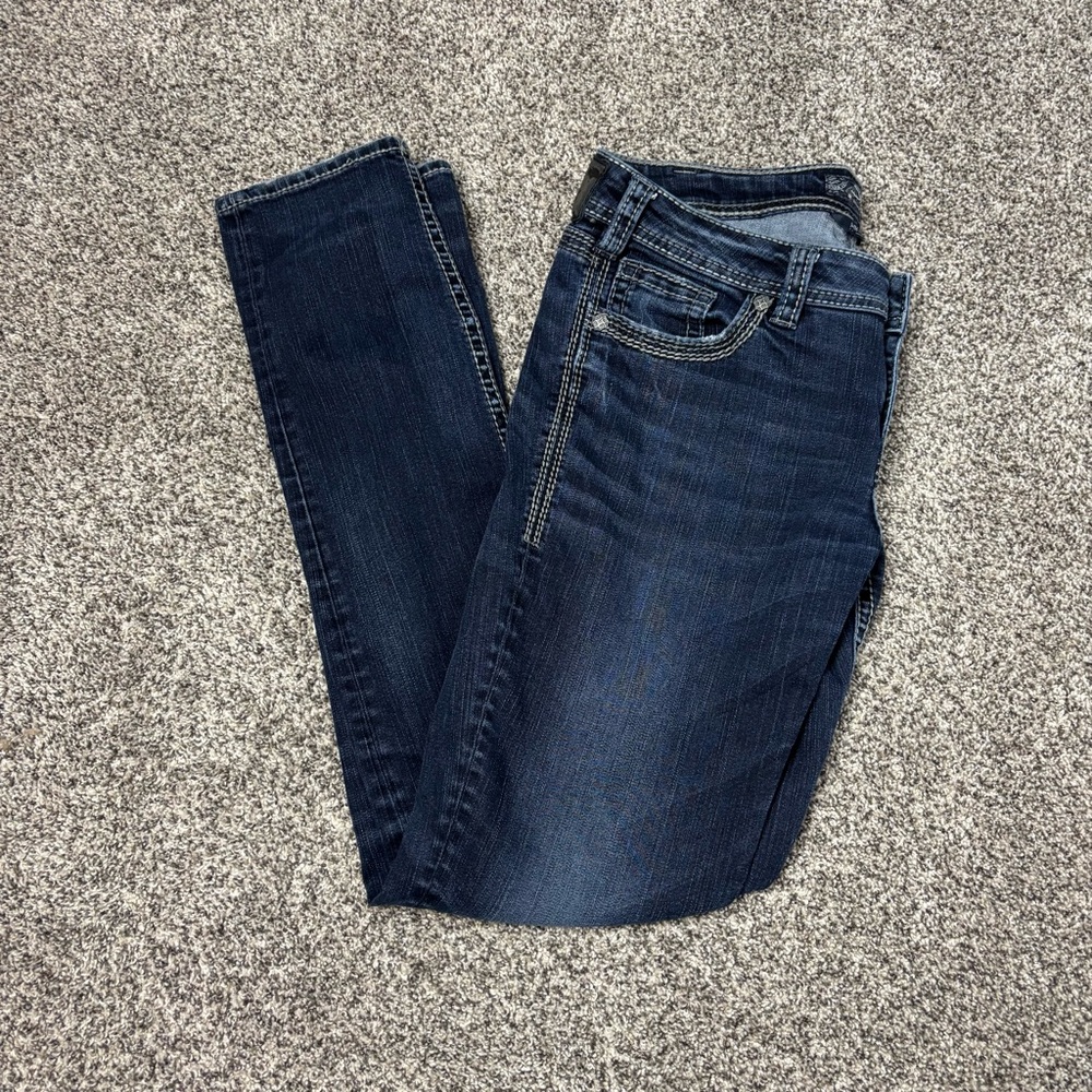 Silver Jeans AIKO Women's Straight Leg Jeans - Dark Blue